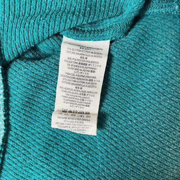 Free People Alpine Cuff Henley Thermal Blue Button Scoop Neck Long Sleeves, M - Picture 6 of 6